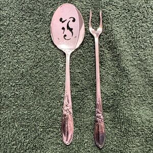 Vintage Community White Orchid silver spoon and seafood fork